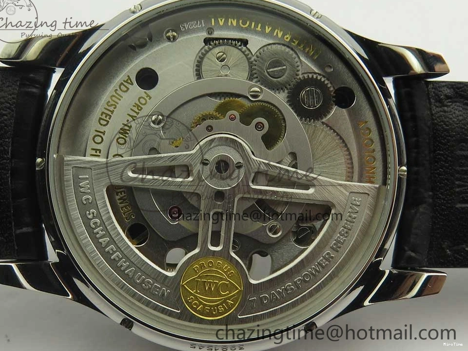 MIROTIME 0516 Efficient Portuguese Tourbillon IW5463 SS ZF Best Edition White Dial on Black Leather Strap 7170
